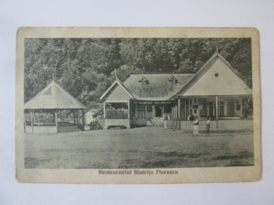 Rară! Costești(V&amp;acirc;lcea):Restaurantul Bistrița Florescu,carte poșt.circulată 1929 foto