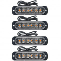 Set 4x Stroboscop 6 LED, lumina portocalie