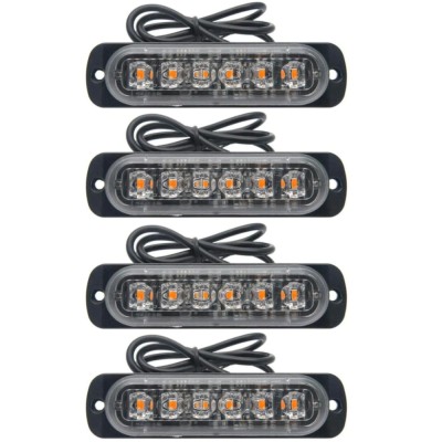 Set 4x Stroboscop 6 LED, lumina portocalie foto