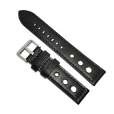 Cumpara ieftin Curea de ceas Peyton Neagra din piele naturala cu gaurele 20mm, 22mm, 24mm -
