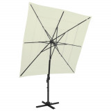 VidaXL Umbrelă de soare 4 niveluri, st&acirc;lp aluminiu, nisipiu 250x250 cm