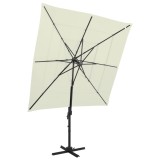 Gossi umbrela de soare 4 niveluri, stalp aluminiu, nisipiu 250x250 cm