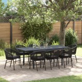 vidaXL Set mese grădină Manual 9 pcs Negru mare Metal &amp; Plastic