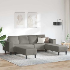 Sofa din material textil cu pernă Gri deschis Țesătură de catifea