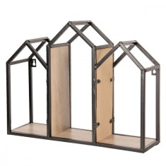 Etajera suspendabila cu polite din lemn natur si cadru din fier maro 46 cm x 14 cm x 36 h