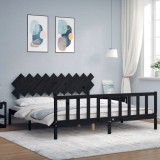 VidaXL Cadru pat cu tăblie 200x200 cm, negru, lemn masiv