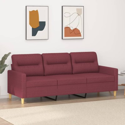 Gossi canapea cu 3 locuri, rosu vin, 180 cm, material textil foto
