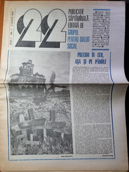ziarul &quot;22&quot; 2 martie 1990-interviu petre tutea