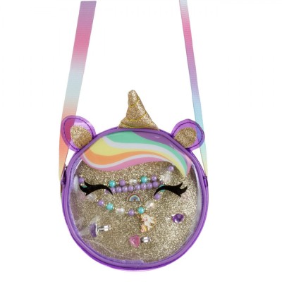 Set Bijuterii Unicorn, 6 Piese, Geantă Transparentă Multicolor, Diametru 13.5 cm, &amp;Icirc;nălțime 4 cm foto