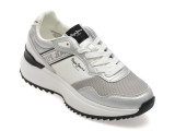 Pantofi sport PEPE JEANS albi, LS60021, din material textil si piele naturala