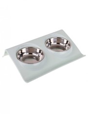 Set doua castroane metalice cu suport pentru animale de companie