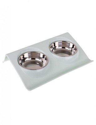 Set doua castroane metalice cu suport pentru animale de companie foto