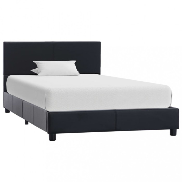 vidaXL Cadru de pat, negru, 90x200 cm, piele ecologică