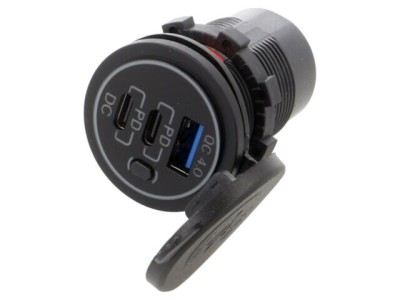 Alimentator USB ESOL 45041, 2x USB A și USB C, negru foto