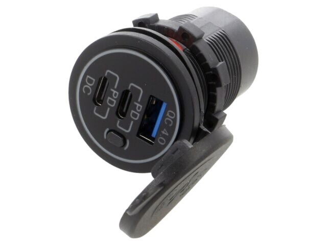 Alimentator USB ESOL 45041, 2x USB A și USB C, negru