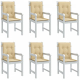 Perne scaun cu spatar mic, 6 buc. melanj bej 100x50x4 cm textil GartenMobel Dekor, vidaXL