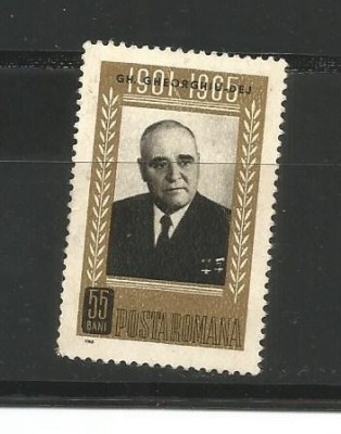 No(09) timbru- ROMANIA 1965-GHEORGHE GHEORGHIU-DEJ un an de la moarte foto