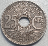 25 centimes 1931 Franta, km#867a, Europa