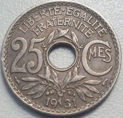 25 centimes 1931 Franta, km#867a foto