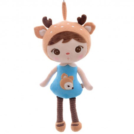 Papusa din material textil, model cerb Metoo Deer 46 cm maro albastru
