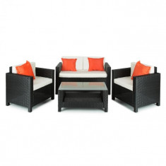 Blumfeldt VERONA, negru / bej / portocaliu, mobilier de gradina, 4 par?i, poliuretan foto