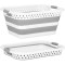 Cos de rufe pliabil tip lighean, cu manere, din plastic si silicon, 53x38x24cm, 24litri, gri Household NewTrend