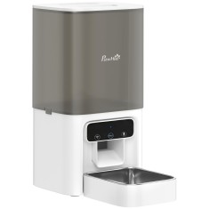 PawHut Distribuitor Automat pentru Pisici, 4.5L WiFi cu Timer, Programabil pentru 1-10 Mese, Hrănitor Automat cu &Icirc;nregistrare Vocală și Alimentare Dub