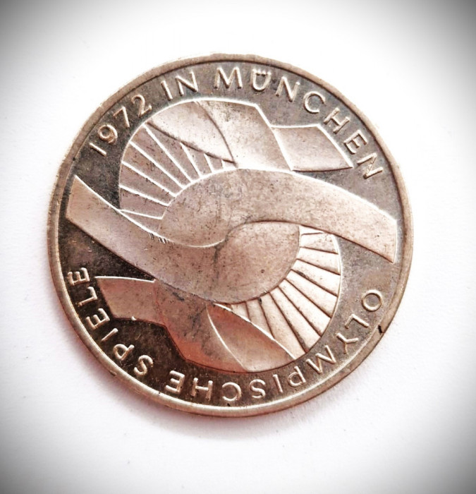 moneda argint _ Germania 10 marci marks 1972 J _ Jocurile Olimpice # 131