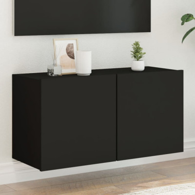 vidaXL Comodă TV de perete, negru, 80x30x41 cm foto