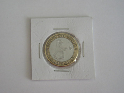 M3C1 47 - Jeton de colectie - tematica reclama - PINGUINO/VERDE - bimetal foto