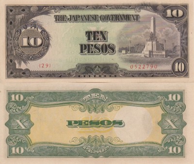 OCUPATIA JAPONEZA IN FILIPINE 10 pesos 1943 UNC!!! foto