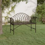 Banca gradina 2 locuri Gossi, 128cm, otel negru, rezistenta intemperii, design elegant, terasa/balcon
