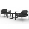 Set mobilier de gradina cu perne, 3 piese, antracit, aluminiu