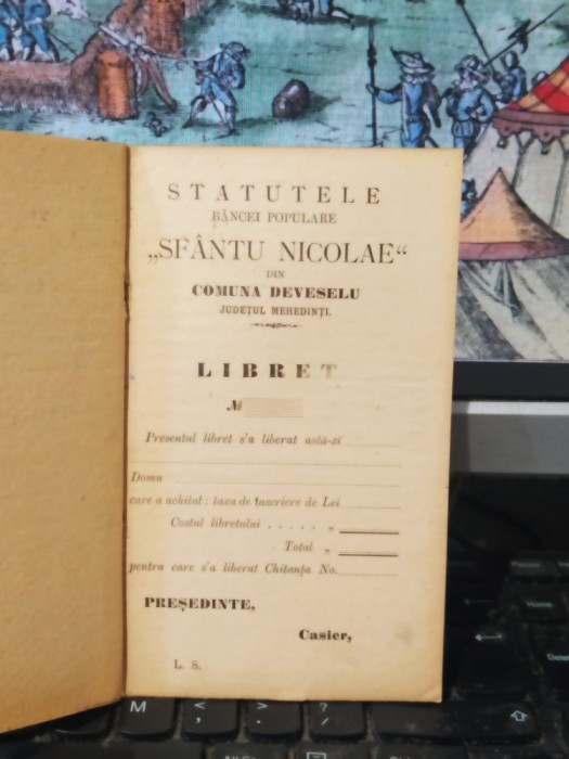 Statutele Băncei populare Sf&acirc;ntu Nicolae din com. Deveselu, azi Devesel, jud. Mehedinți, Turnu Severin c. 1904, 194