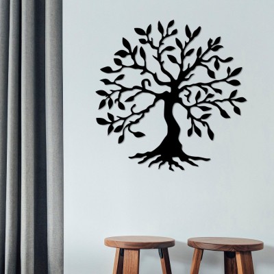 Decoratiune de perete Metal Agac, Negru, 60x0.15x60 cm foto