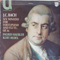 Disc vinil, LP. SIX SONATAS FOR FORTEPIANO AND FLUTE OP.16-J.C. Bach, Ingrid Haebler, Kurt Redel