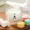 Cana termorezistenta Koken, sticla cu perete dublu 260ml, in forma de urs, sticla borosilicata, pentru bauturi calde/reci, Transparenta