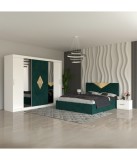 Dormitor Imperial Verde 180x200 cm, Dulap 250x200, Noptiere 48cm