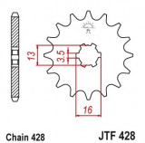 Pinion fata 15 dinti pas lant 428 - Suzuki DR-Z 70 (08-19) - GT 80 (81-83) - RM 80 - RM 80 X (77-99) - TS 80 ER (81-83)