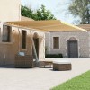 VidaXL Copertină autonomă retractabilă automat galben&amp;alb 500x300 cm