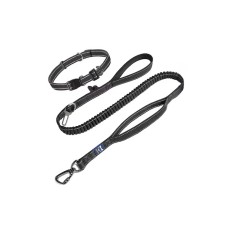 Lesa dubla pentru caini Miscis, 120 cm, metal, nylon, negru