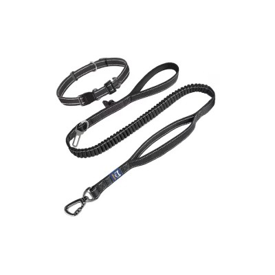 Lesa dubla pentru caini Miscis, 120 cm, metal, nylon, negru foto