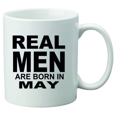 Cana alba personalizata &amp;quot; Real Men are born in May&amp;quot;, INOVATIX&amp;reg;. 330ml foto