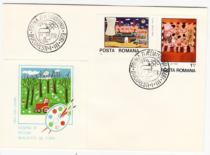 C12 - FDC Romania - Picturi realizate de copii - LP975 - 1979