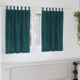 Draperii opace cu agățătoare, 2 buc., verde &icirc;nchis, catifea