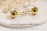 Cumpara ieftin Cercei din Argint 925 Placat cu Aur , Model Minimalist cu Bila