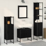 Set Mobilier Baie 4 Piese Stejar Negru - Lemn Prelucrat