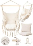 Balansoar Gradina Suspendat MalTec Bej, 60x60 cm, 120kg, 2 Perne Incluse, Stil Brazilian, Terasa/Balcon/Interior