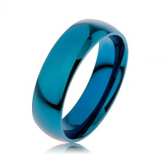 Inel albastru realizat din oțel inoxidabil, suprafață din titaniu anodizat, 6 mm - Marime inel: 70