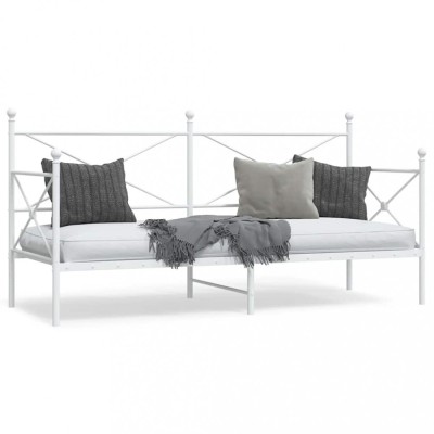 vidaXL Pat de zi fără saltea Alb 90x190 cm Oțel 4104681 foto